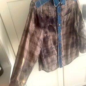 RILEY Los Angeles Vintage Shirt Top Denim Jeans Small One of A Kind Flannel Rare